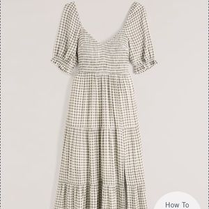Abercrombie and Fitch sage green gingham midi dress.